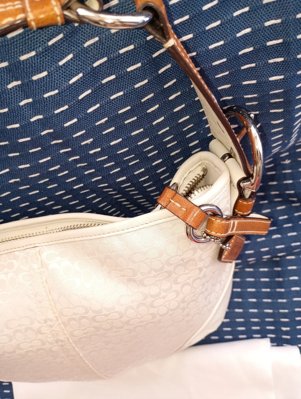 Coach NWOT Y2K White Signature Hobo Vintage Bag 1460 Jacquard Leather Spring - Picture 10 of 15